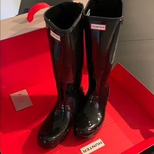 Black Gloss Hunter Boots size 10